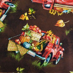 Vintage Trucks Cocoa Brown, Американский хлопок для рукоделия и одежды 762-a41 фото