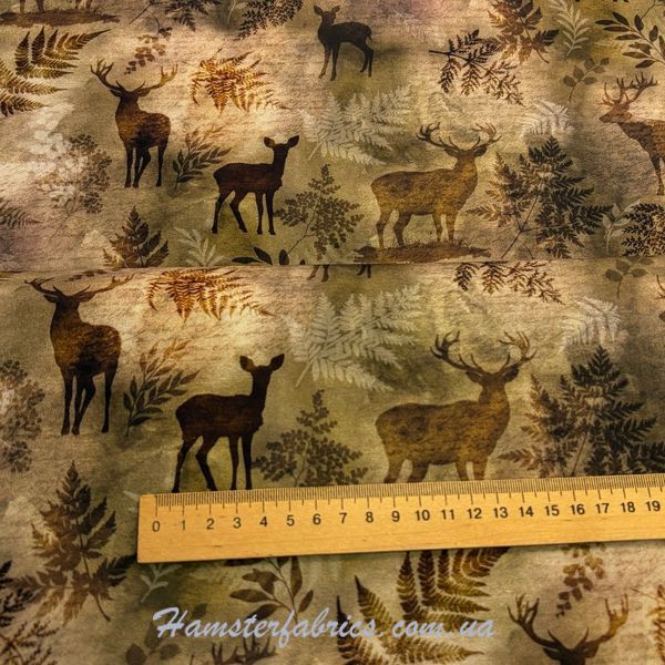 Deer and Leaves, Американский хлопок для рукоделия и одежды 104C-A25 фото