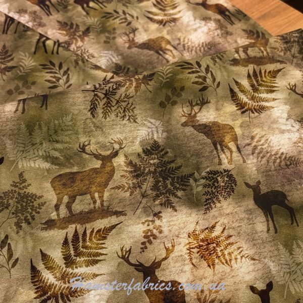 Deer and Leaves, Американский хлопок для рукоделия и одежды 104C-A25 фото