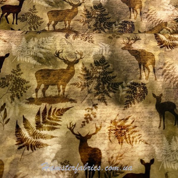 Deer and Leaves, Американский хлопок для рукоделия и одежды 104C-A25 фото