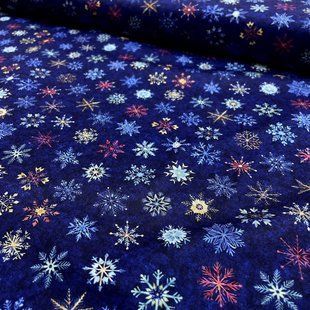 Snowflake Dance Navy Digital, Американский хлопок для рукоделия и одежды b00-002 фото