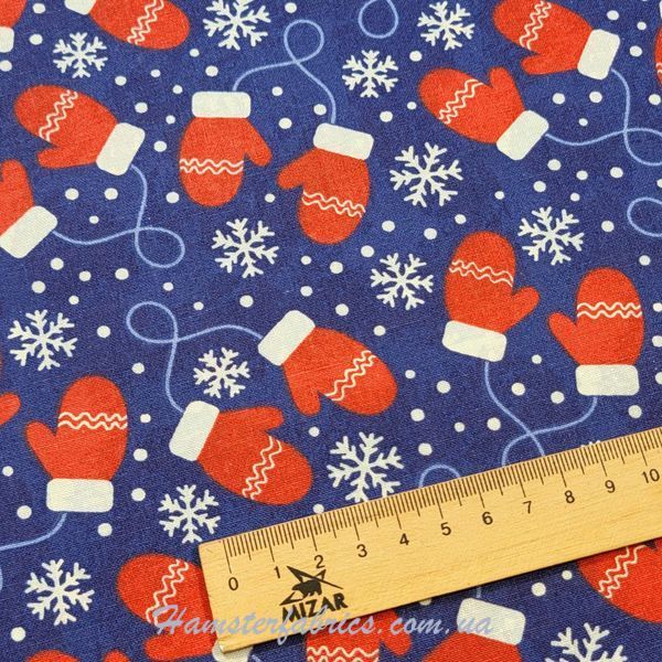 Winter Mittens - Blue Хлопок для рукоделия и одежды  71a-5b5 фото