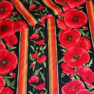 Poppies Stripe, Американська бавовна для рукоділля та одягу c31-421 фото