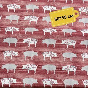 Pretty Pigs - Cardinal Red, Американский хлопок для рукоделия и одежды 3cb-26c 1 фото