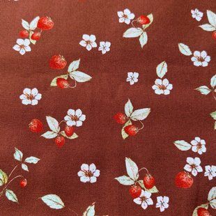 Strawberry on Brown, Американский хлопок для рукоделия и одежды 0ii-b07 фото