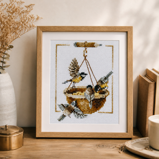Feeding Dish with Birds "Птицы возле кормушки" набор для вышивки крестиком LanArte PN0007976 фото