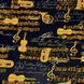 Музичні інструменти, ноти, золото на чорному, Американська бавовна для рукоділля, печворку 40b-1i8 фото 1