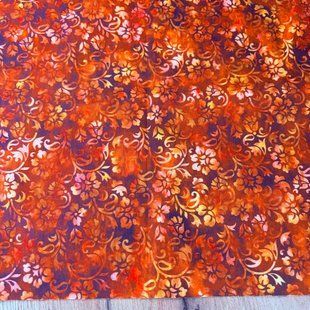 Floral Design on Mottled Orange, Американский хлопок для рукоделия и одежды 762-aa0 фото