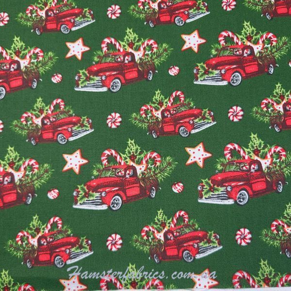 Christmas Truck Green Хлопок для рукоделия и одежды  279-742 фото