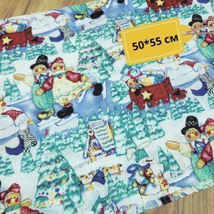 Christmas Friends Light Blue, Американский хлопок для рукоделия и одежды b56-399 1 фото