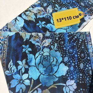 Floral Stripe Midnight Blue, Американська бавовна для рукоділля та одягу 9b7-4a1 фото