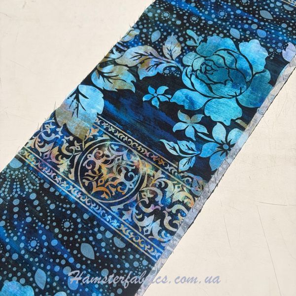 Floral Stripe Midnight Blue, Американська бавовна для рукоділля та одягу 9b7-4a1 фото