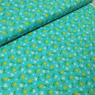 Triangle Flowers Teal, Американська бавовна для рукоділля та ляльок 443-41a фото