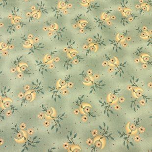 Moons and Flowers on Green, Американский хлопок для рукоделия и одежды 10b-530 фото