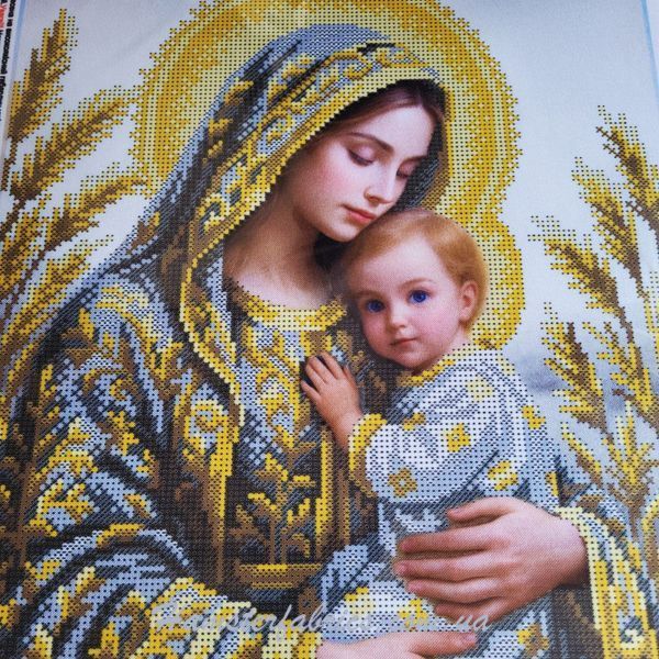 Мадонна с младенцем (в серебре и золоте) Схема для вышивки бисером  B752 фото